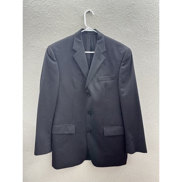 Apt. 9 Mens Suit Coat Size 38R Black Pinstripe Three Button Up Single Breasted - Picture 1 of 15